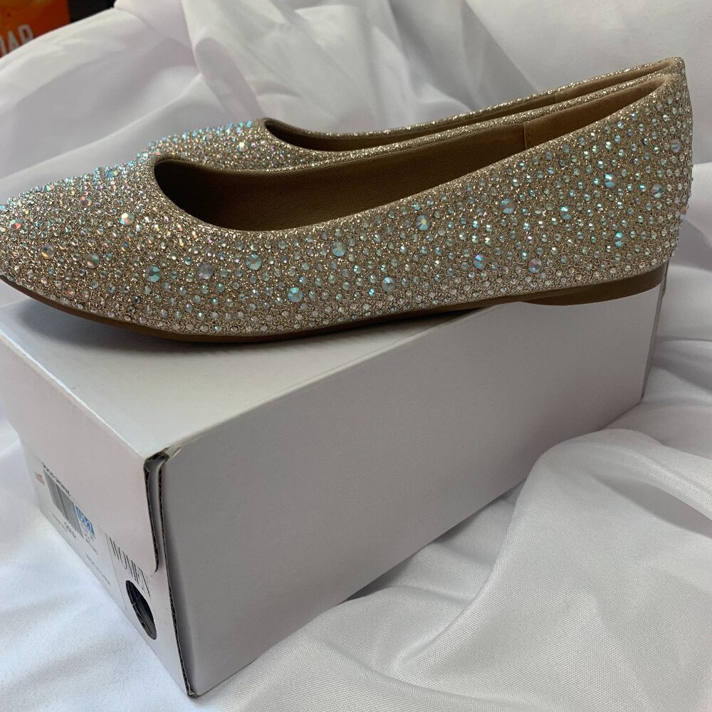 Dream Pairs Gold Rhinestone Ballet Flats Size 7